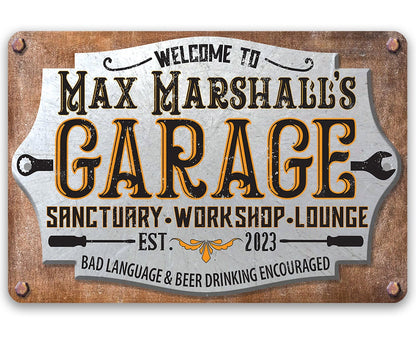 Personalized - Welcome to Garage - Metal Sign