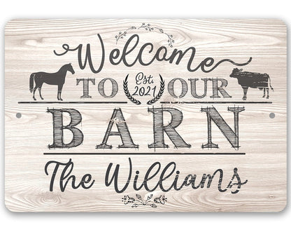 Personalized - Welcome To Our Barn - Metal Sign