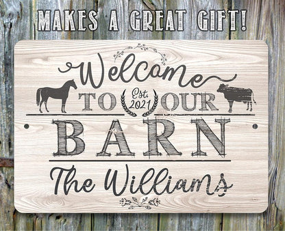 Personalized - Welcome To Our Barn - Metal Sign