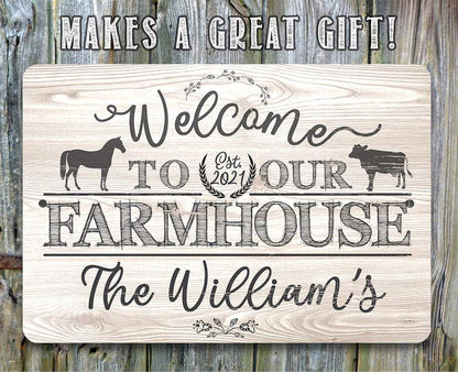 Personalized - Welcome To Our Farmhouse - Metal Sign