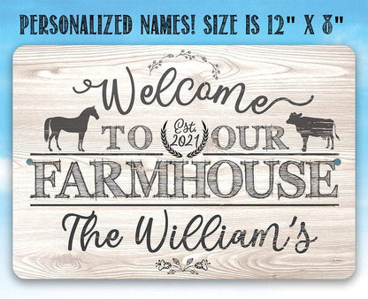 Personalized - Welcome To Our Farmhouse - Metal Sign