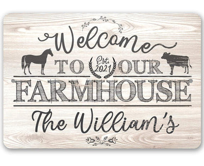 Personalized - Welcome To Our Farmhouse - Metal Sign