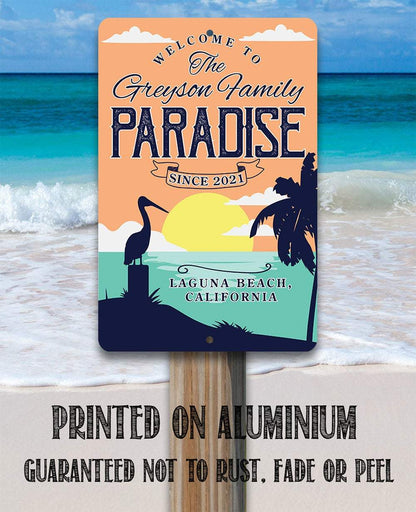 Personalized - Welcome To Paradise - Metal Sign