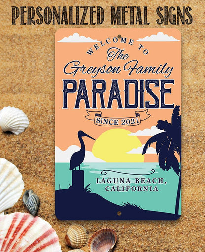 Personalized - Welcome To Paradise - Metal Sign