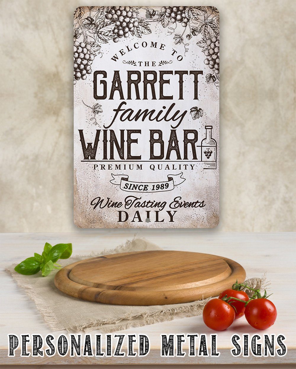 Personalized - Wine Bar - Metal Sign