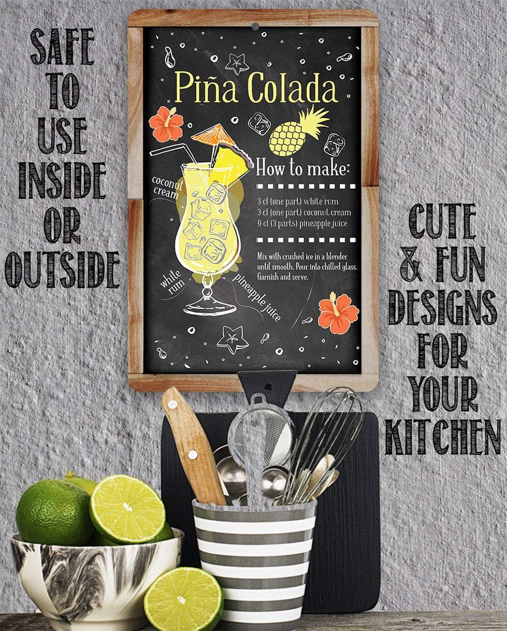 Pina Colada Bar Recipe - Metal Sign