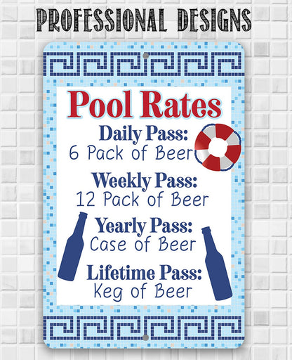 Pool Rates - Metal Sign