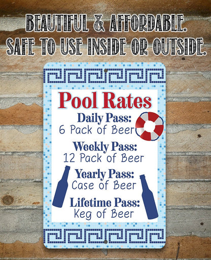 Pool Rates - Metal Sign