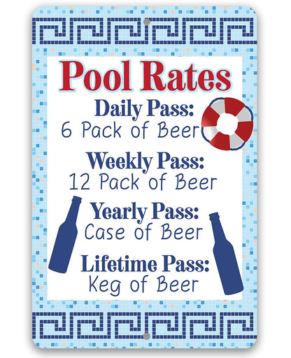 Pool Rates - Metal Sign