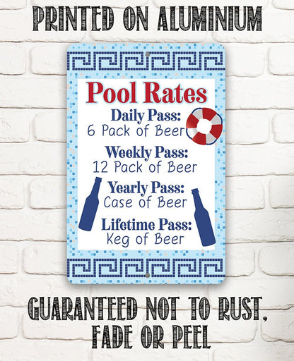 Pool Rates - Metal Sign