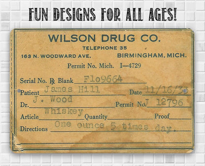 Prohibition Whiskey Prescription - Metal Sign