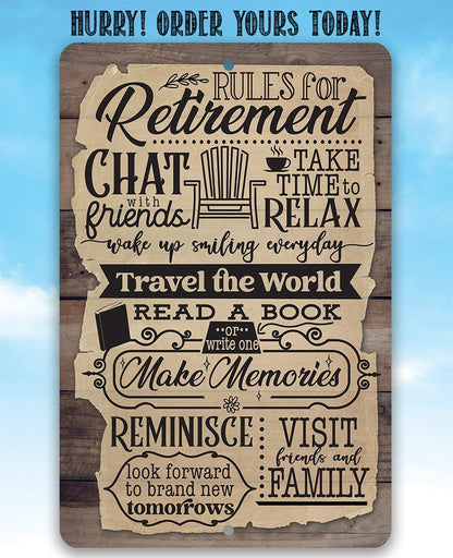 Retirement Rules - Metal Sign