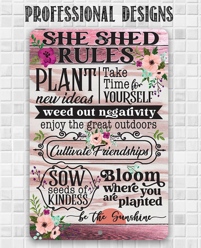 She Shed Rules - Metal Sign