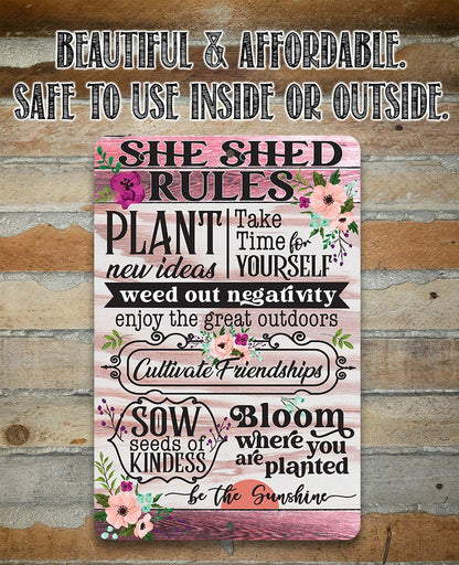 She Shed Rules - Metal Sign