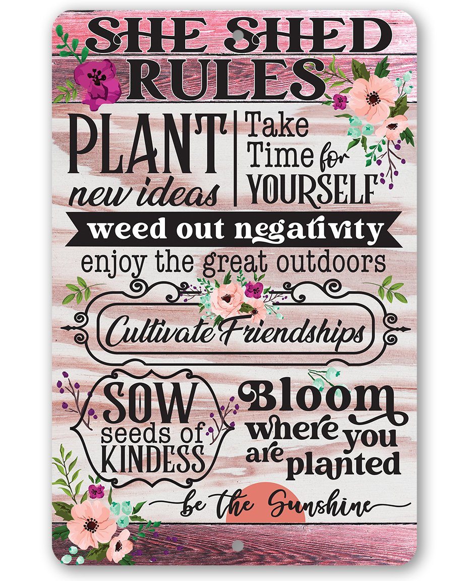 She Shed Rules - Metal Sign