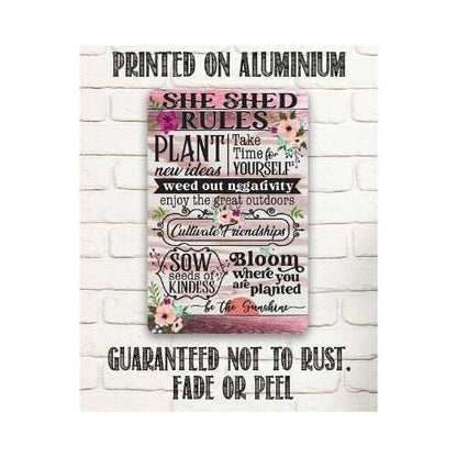 She Shed Rules - Metal Sign