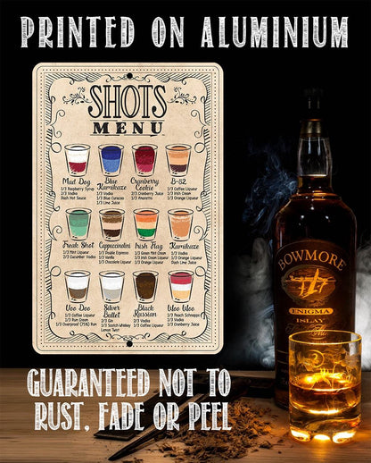 Shots Menu - Metal Sign