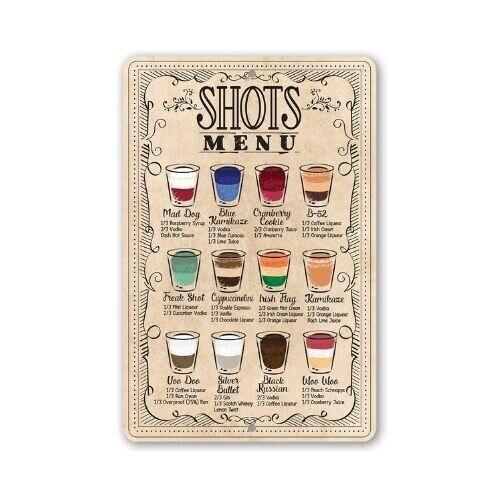 Shots Menu - Metal Sign