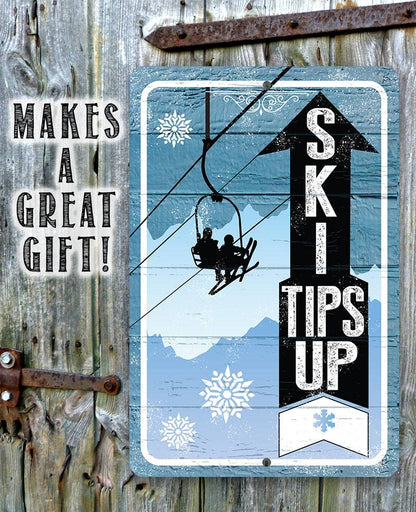 Ski Tips Up - Metal Sign