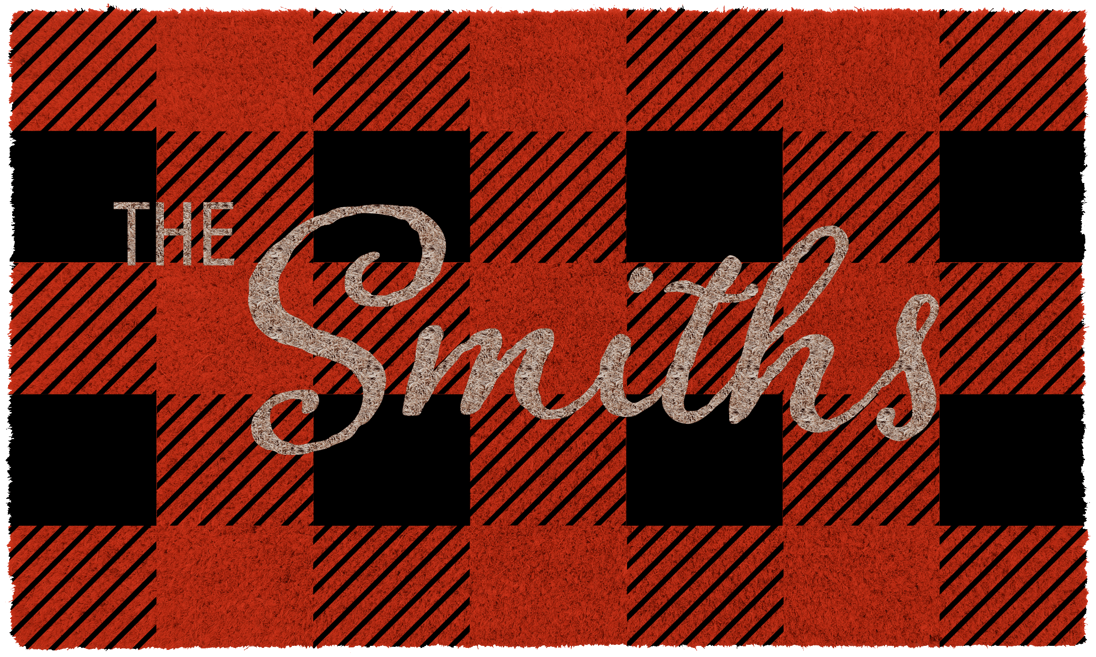 Personalized Checkered Christmas Doormat