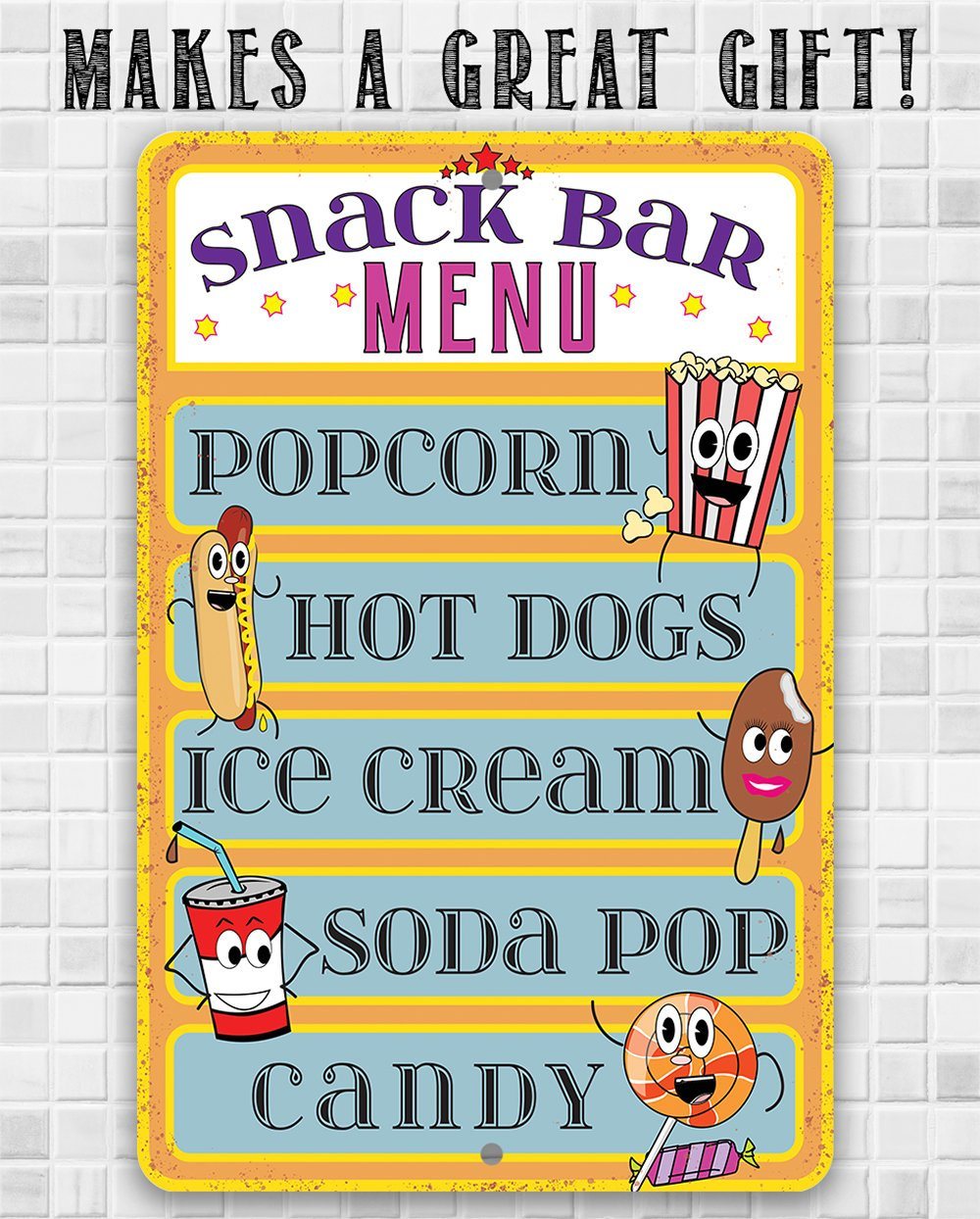 Snack Bar Menu - Metal Sign