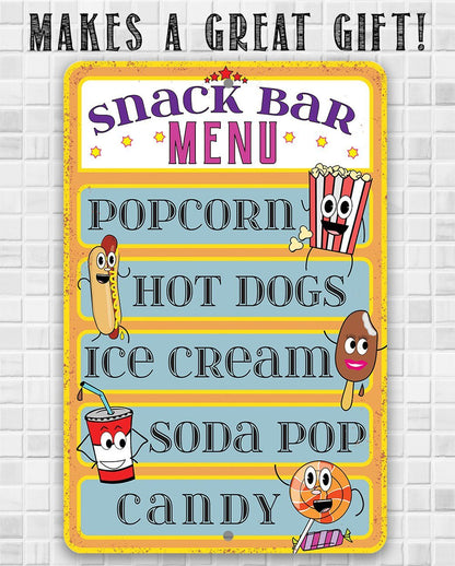 Snack Bar Menu - Metal Sign
