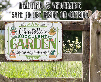 Personalized - Succulent Garden - Metal Sign
