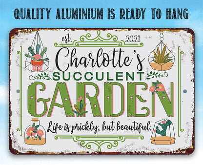 Personalized - Succulent Garden - Metal Sign