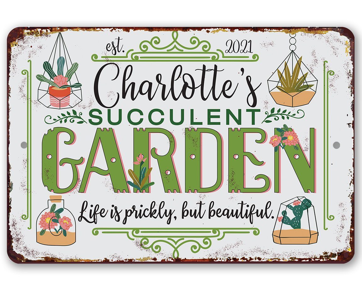 Personalized - Succulent Garden - Metal Sign