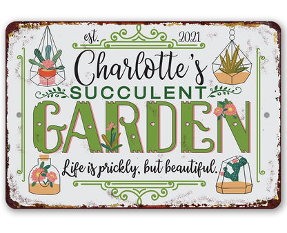 Personalized - Succulent Garden - Metal Sign