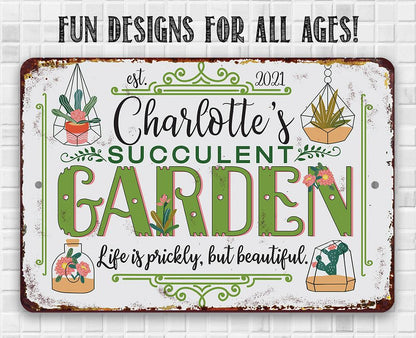 Personalized - Succulent Garden - Metal Sign