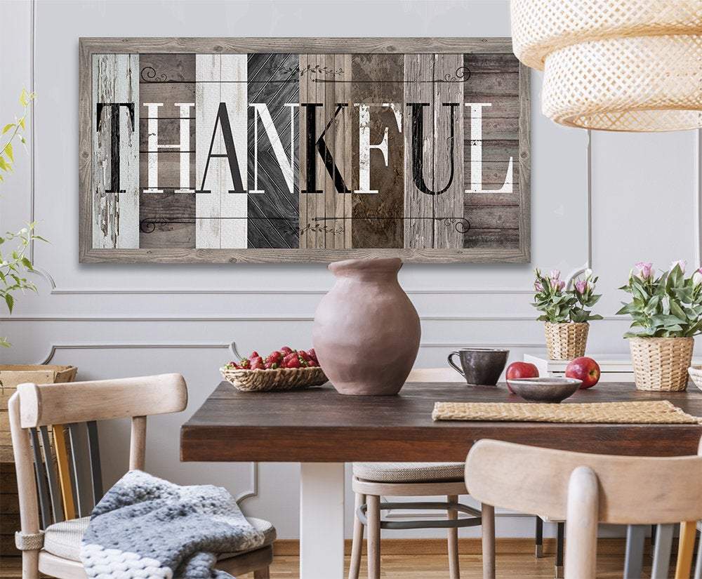 Thankful in Multi Pattern - Canvas