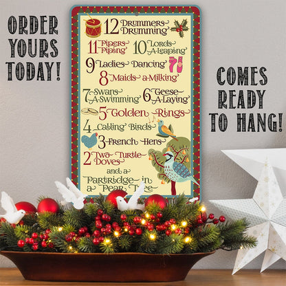 The 12 Days of Christmas - Metal Sign