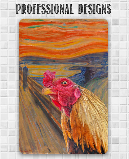 The Scream Painting - Interrupted by Rooster - Metal Sign