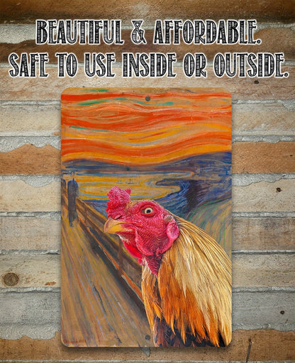 The Scream Painting - Interrupted by Rooster - Metal Sign