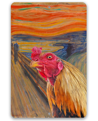The Scream Painting - Interrupted by Rooster - Metal Sign