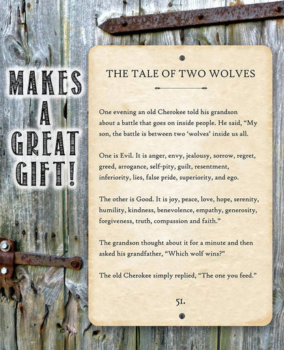 The Tale of Two Wolves - Metal Sign