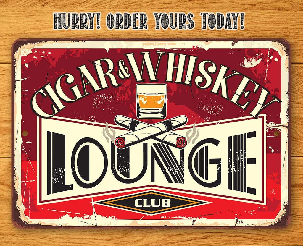 Cigar & Whiskey Lounge - Metal Sign