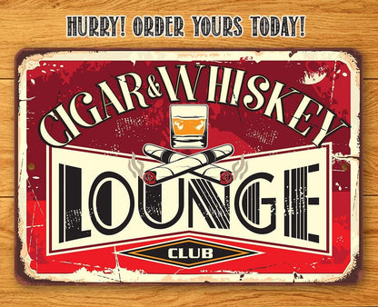 Cigar & Whiskey Lounge - Metal Sign