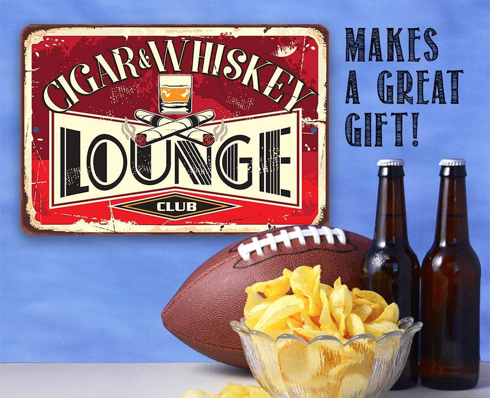 Cigar & Whiskey Lounge - Metal Sign
