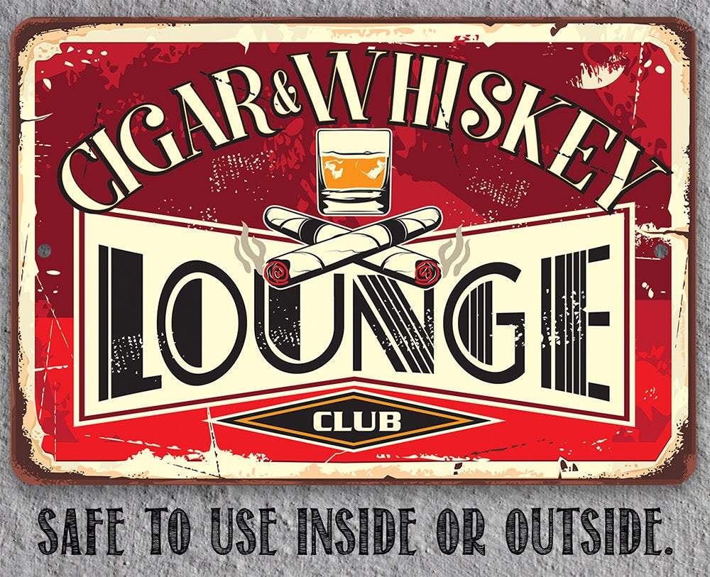Cigar & Whiskey Lounge - Metal Sign