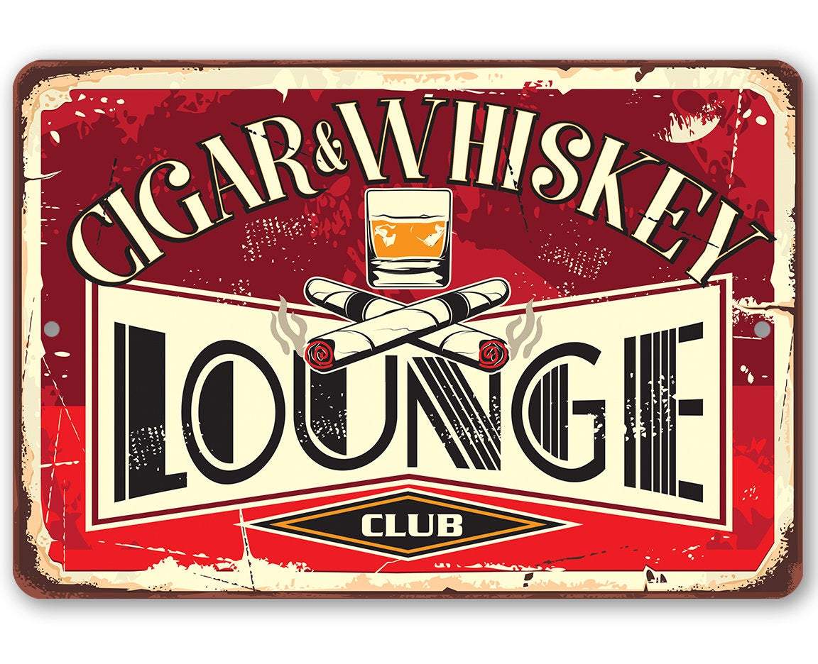 Cigar & Whiskey Lounge - Metal Sign