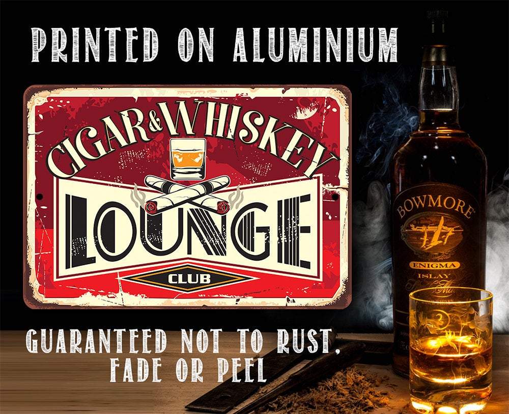 Cigar & Whiskey Lounge - Metal Sign