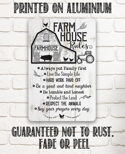 Farmhouse Rules - Metal Sign