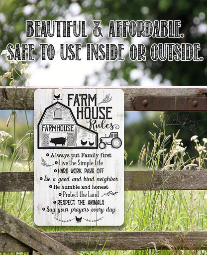 Farmhouse Rules - Metal Sign