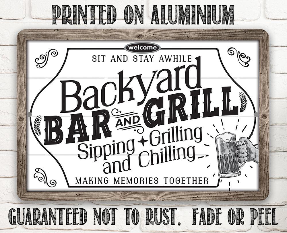 Backyard Bar & Grill - Metal Sign