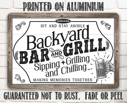 Backyard Bar & Grill - Metal Sign