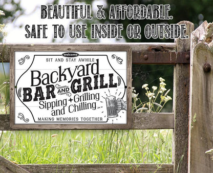 Backyard Bar & Grill - Metal Sign