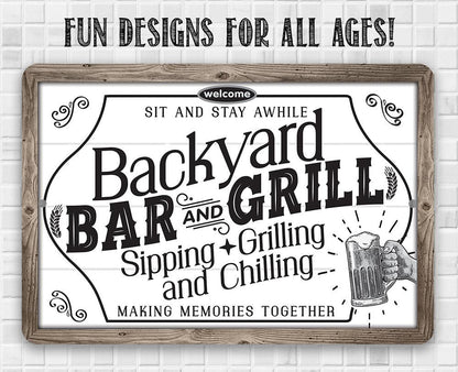 Backyard Bar & Grill - Metal Sign