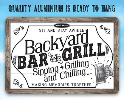 Backyard Bar & Grill - Metal Sign